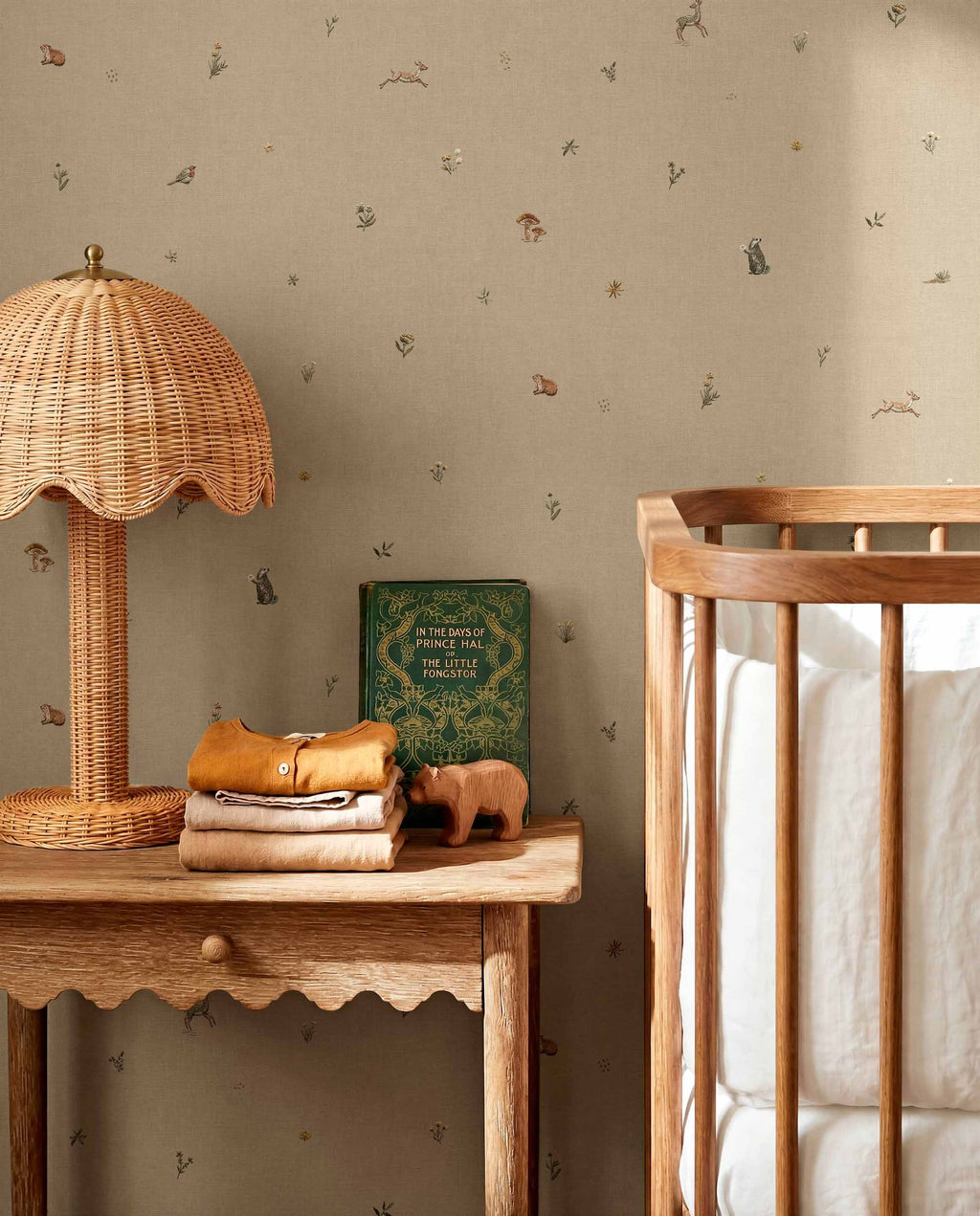 Bambis wallpaper by Coordonné in Beige, styled room