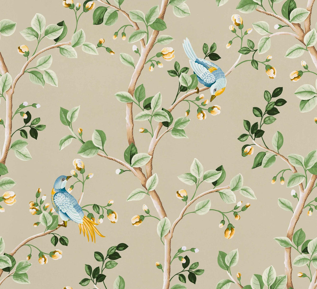 Birds Prosperity wallpaper by Coordonné in Beige, flat swatch