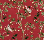 Birds Prosperity wallpaper by Coordonné in Red, flat swatch