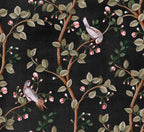 Birds Prosperity wallpaper by Coordonné in Black, flat swatch