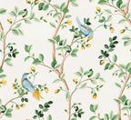Birds Prosperity wallpaper by Coordonné in White, flat swatch