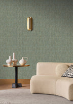 Bizen wallpaper by Casamance in Green – Lichen, styled room shot