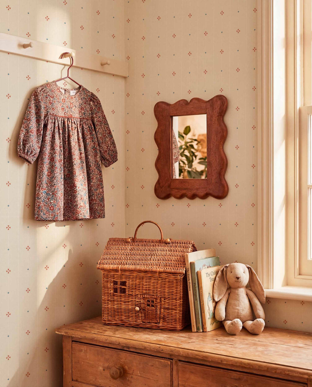 Blouse wallpaper by Coordonné in Red, styled room
