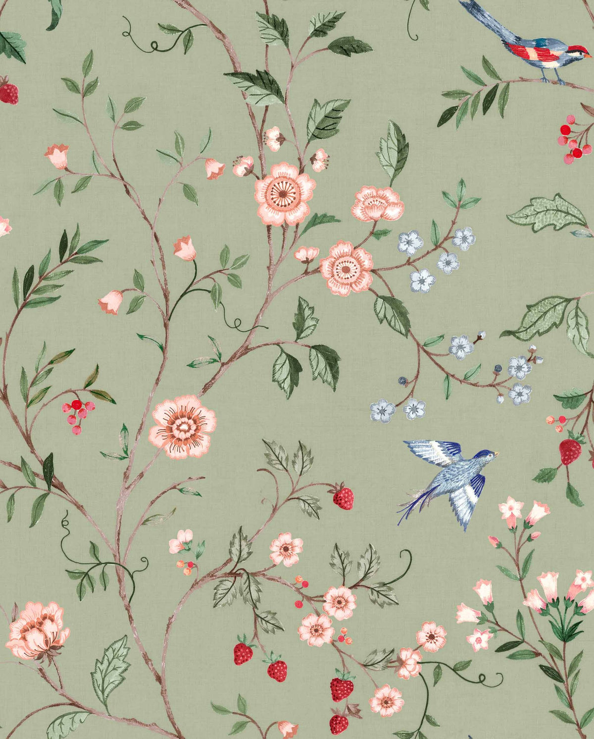 Bucolic wallpaper by Coordonné in Green, flat swatch