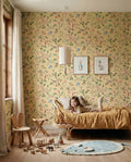 Bucolic wallpaper by Coordonné in Yellow, styled room