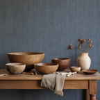 Cáñamo wallpaper by Coordonné in Blue, styled room