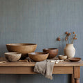 Cáñamo wallpaper by Coordonné in Light Blue, styled room