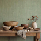 Cáñamo wallpaper by Coordonné in Sage Green, styled room