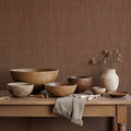 Cáñamo wallpaper by Coordonné in Brown, styled room