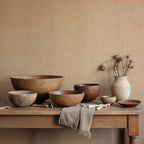 Cáñamo wallpaper by Coordonné in Peach, styled room