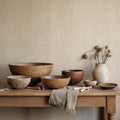 Cáñamo wallpaper by Coordonné in Beige, styled room