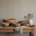 Cáñamo wallpaper by Coordonné in Light Grey, styled room
