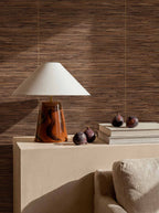 Cañizo wallpaper by Coordonné in Brown, styled room