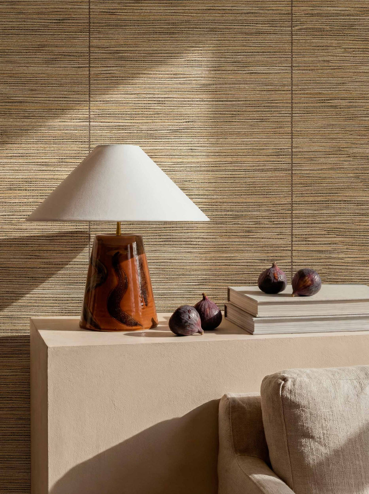 Cañizo wallpaper by Coordonné in Cream, styled room