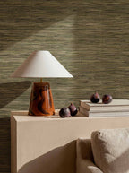 Cañizo wallpaper by Coordonné in Sage Green, styled room