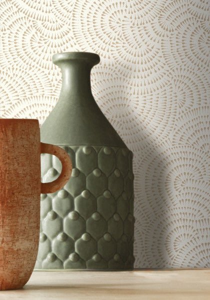 Cascade wallpaper by Casamance in Cream – Ivory, styled room shot