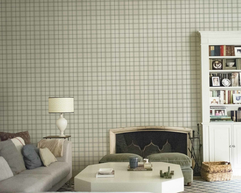 Check 11.5 wallpaper by Coordonné in Green – Matcha, styled room