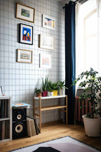 Check 11.5 wallpaper by Coordonné in Blue – Prince, styled room