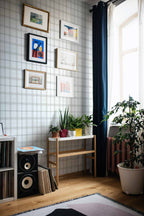 Check 11.5 wallpaper by Coordonné in Beige, styled room