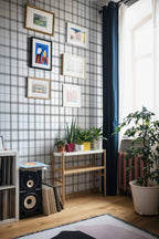Check 11.5 wallpaper by Coordonné in Black, styled room