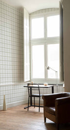 Check 7 wallpaper by Coordonné in Green – Matcha, styled room