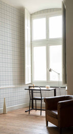 Check 7 wallpaper by Coordonné in Blue – Prince, styled room