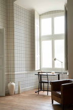 Check 7 wallpaper by Coordonné in Grey, styled room