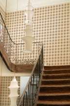 Check 8 wallpaper by Coordonné in Brown, styled room