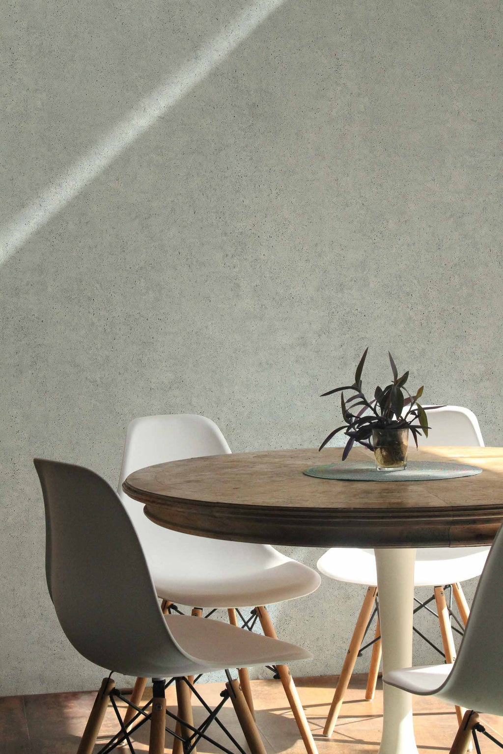 Ciment wallpaper by Coordonné in Grey – Glacier, styled room