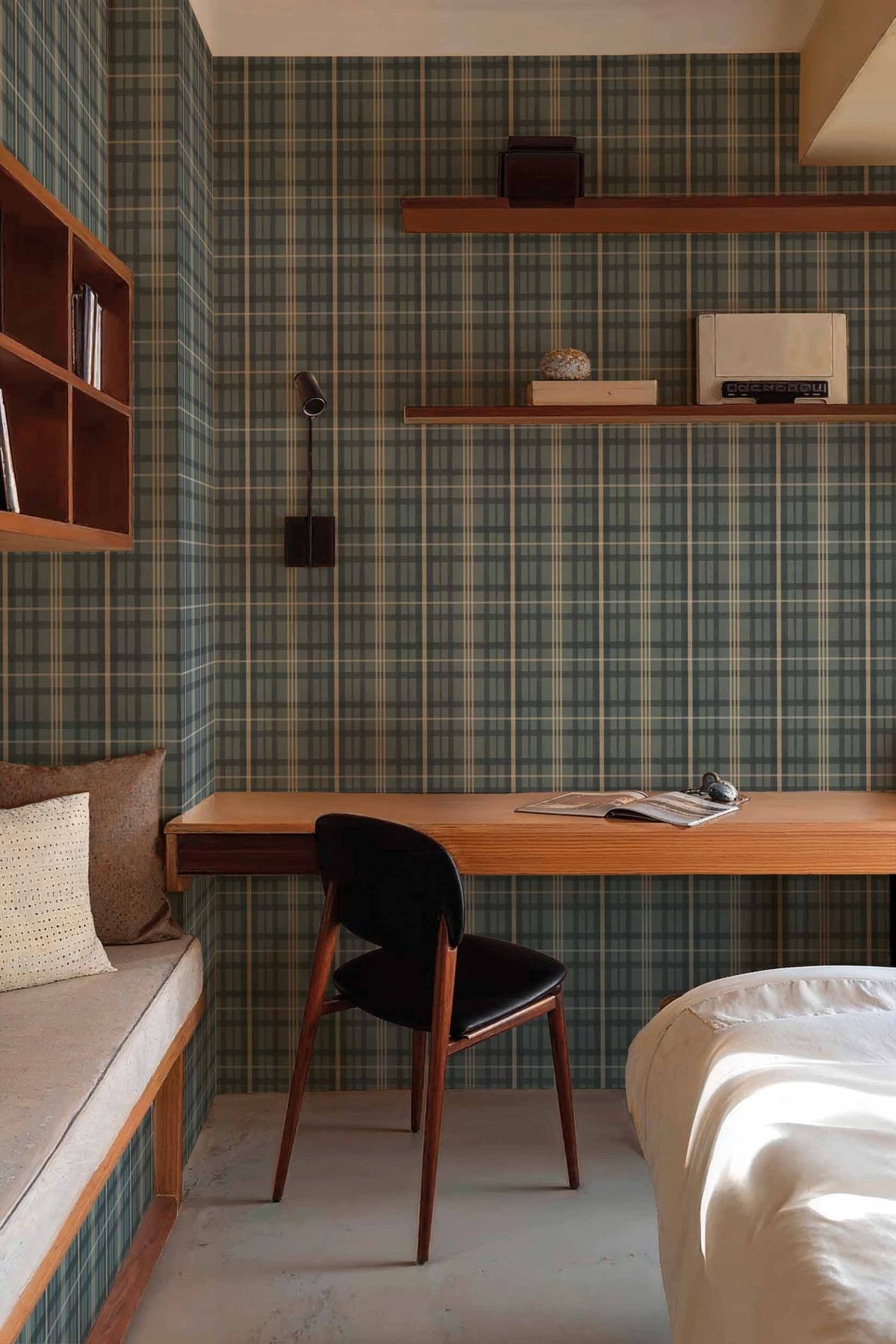Clan's Check wallpaper by Coordonné in Blue, styled room