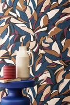 Collage wallpaper by Casamance in Multicolour – Black & Blush, styled room shot