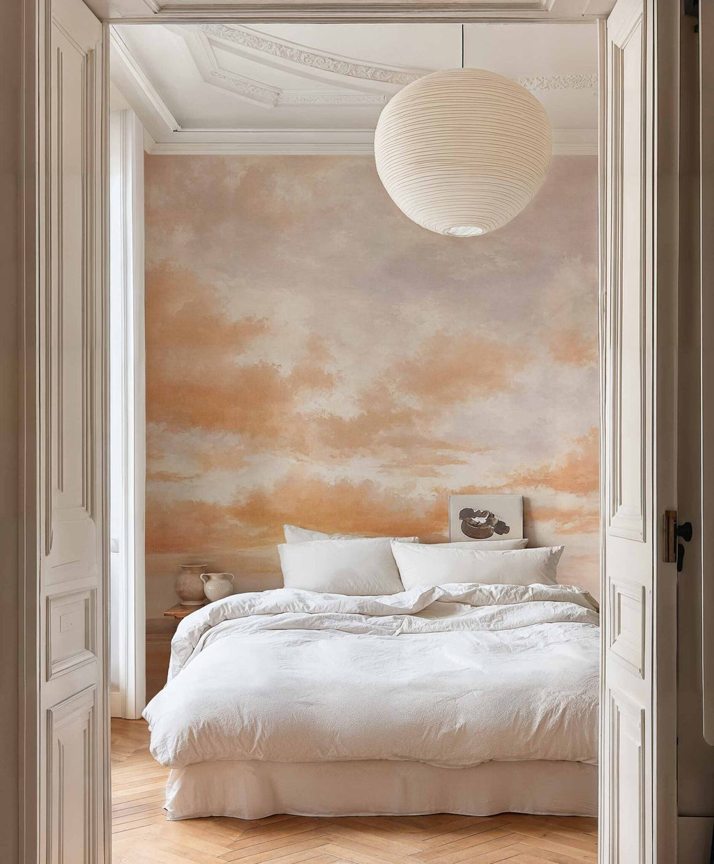 Cumulus Clouds wall mural by Coordonné in Orange, styled room