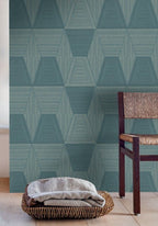 Daia wallpaper by Casamance in Teal – Imperial Green, styled room shot