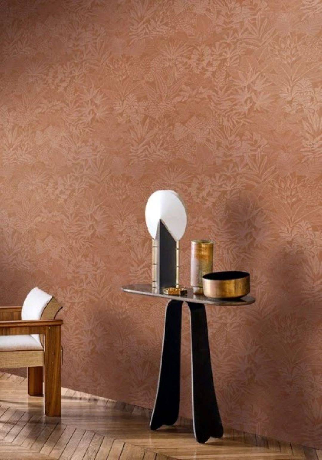 Doum wallpaper by Casamance in Orange – Sienna, styled room shot