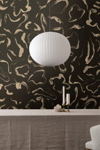 Aqueous wallpaper by Emma Hayes – abstract, metallic design