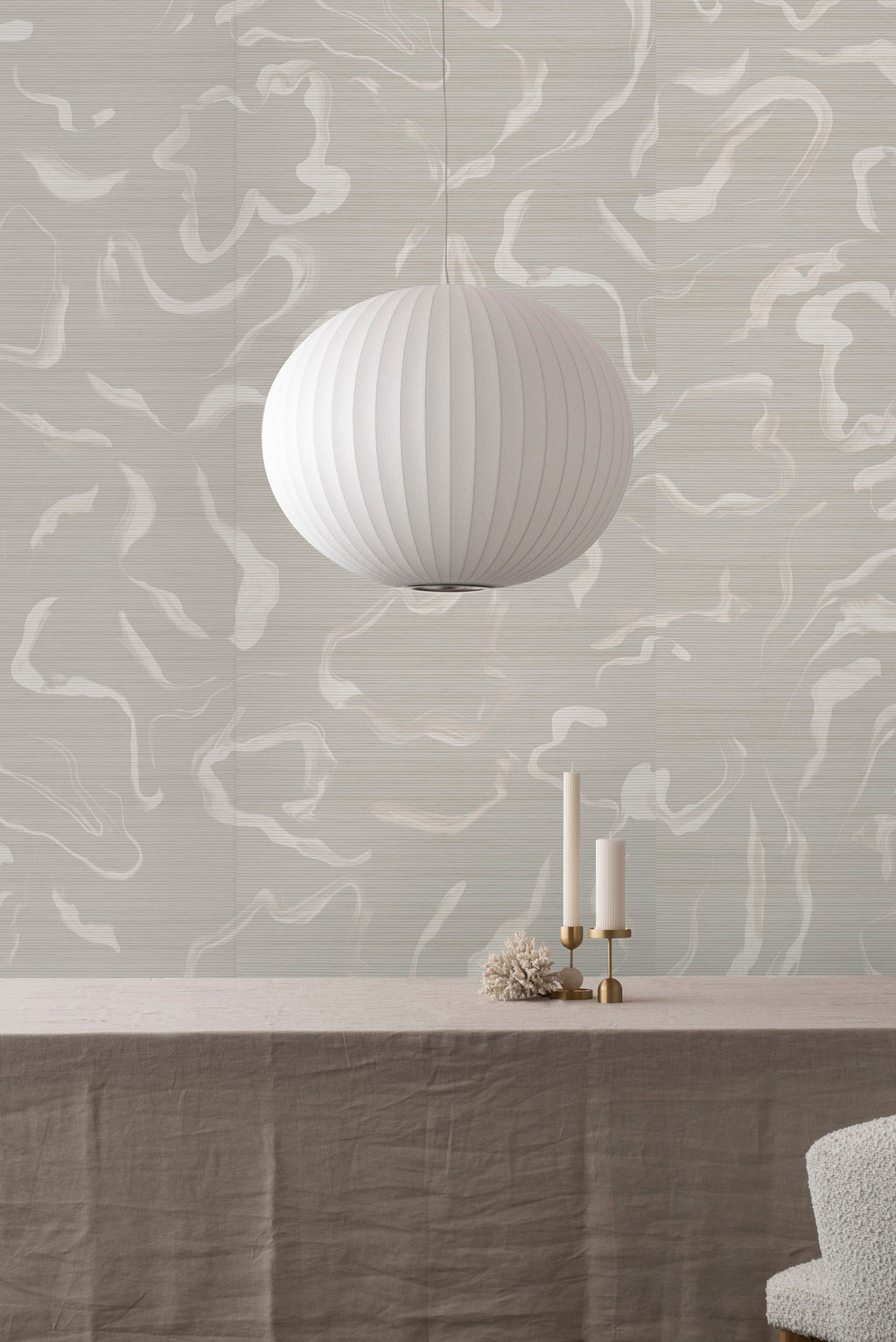 Aqueous wallpaper by Emma Hayes – abstract, metallic design