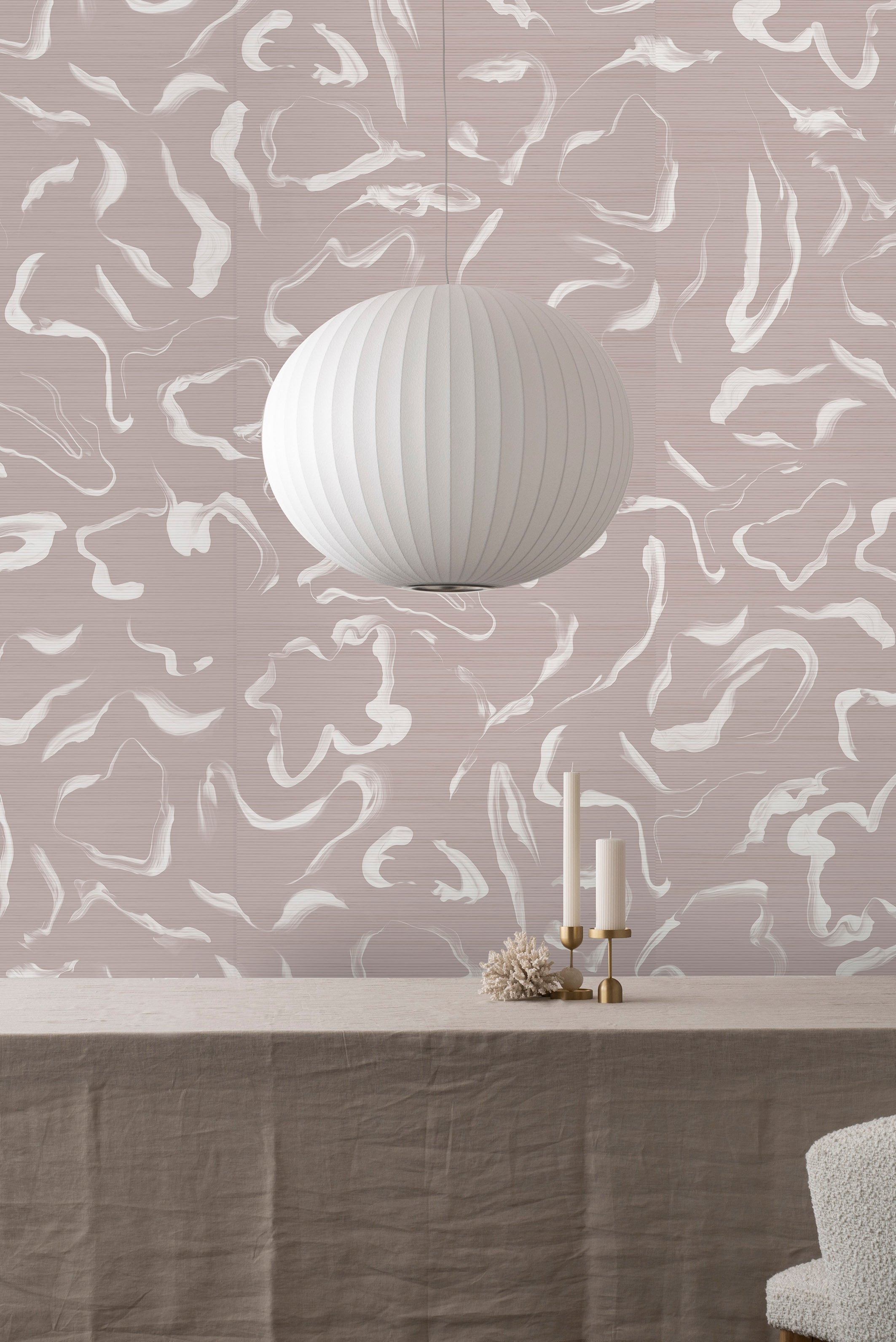 Aqueous wallpaper by Emma Hayes – abstract, metallic design