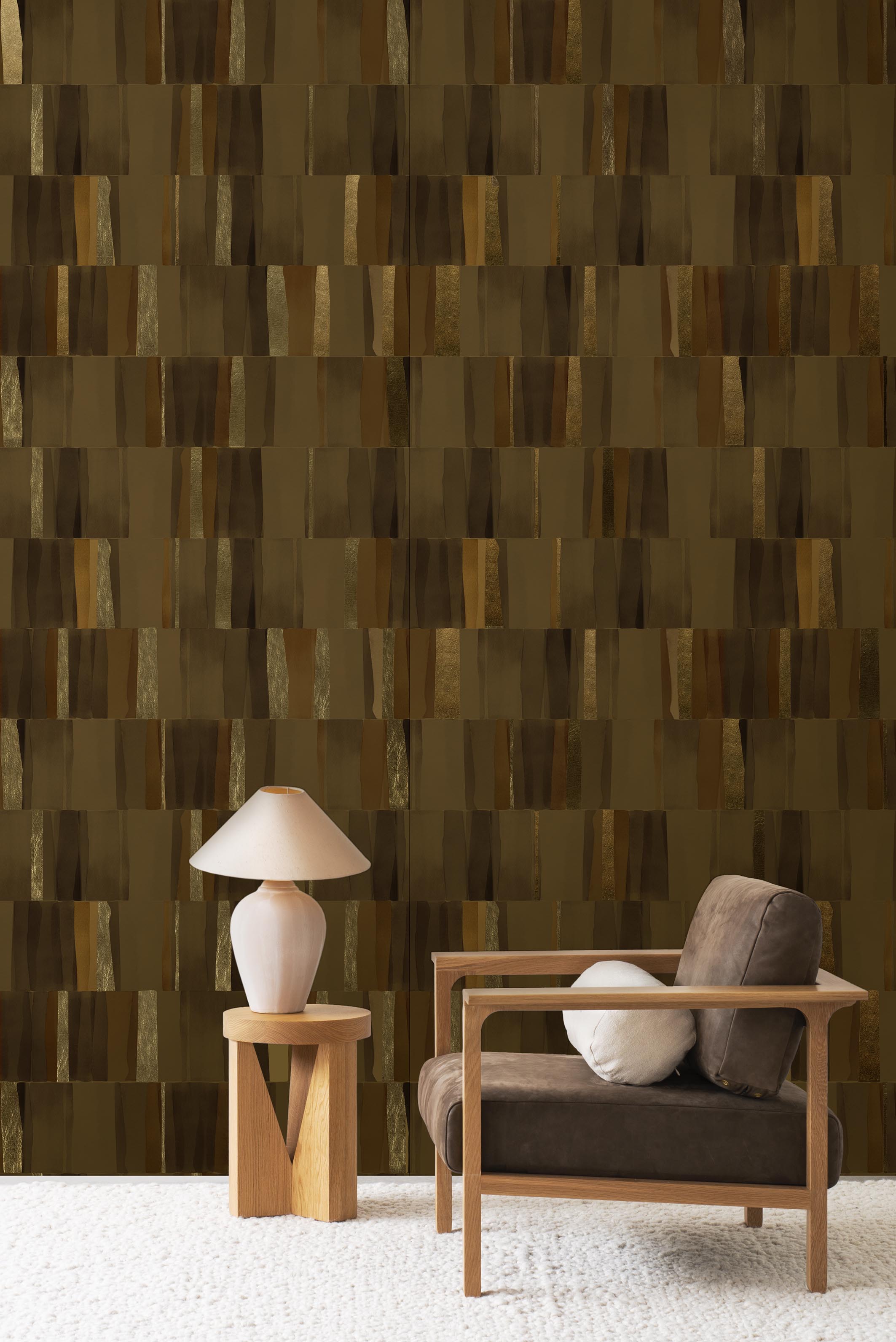 Mineral wallpaper by Emma Hayes – geometric, metallic design