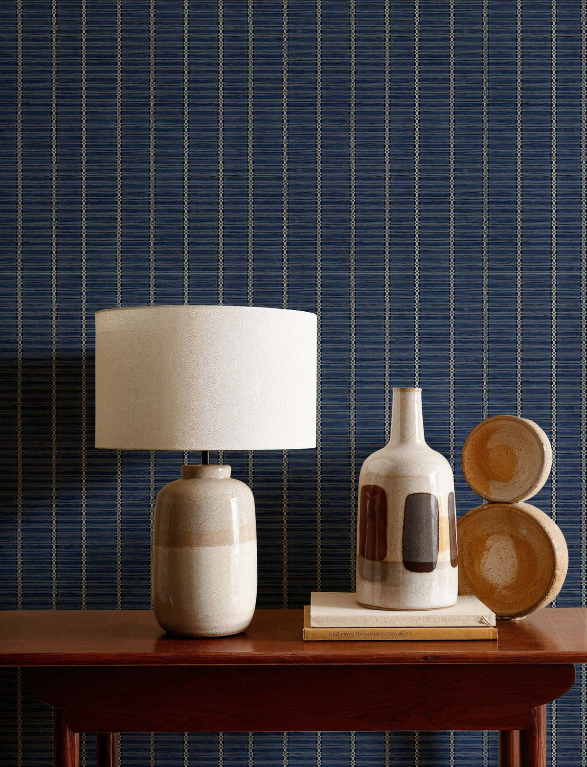 Estera wallpaper by Coordonné in Blue, styled room