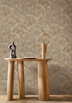 Feijoa wallpaper by Casamance in Beige – Travertine, styled room shot