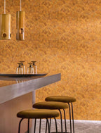 Feijoa wallpaper by Casamance in Yellow – Saffron, styled room shot