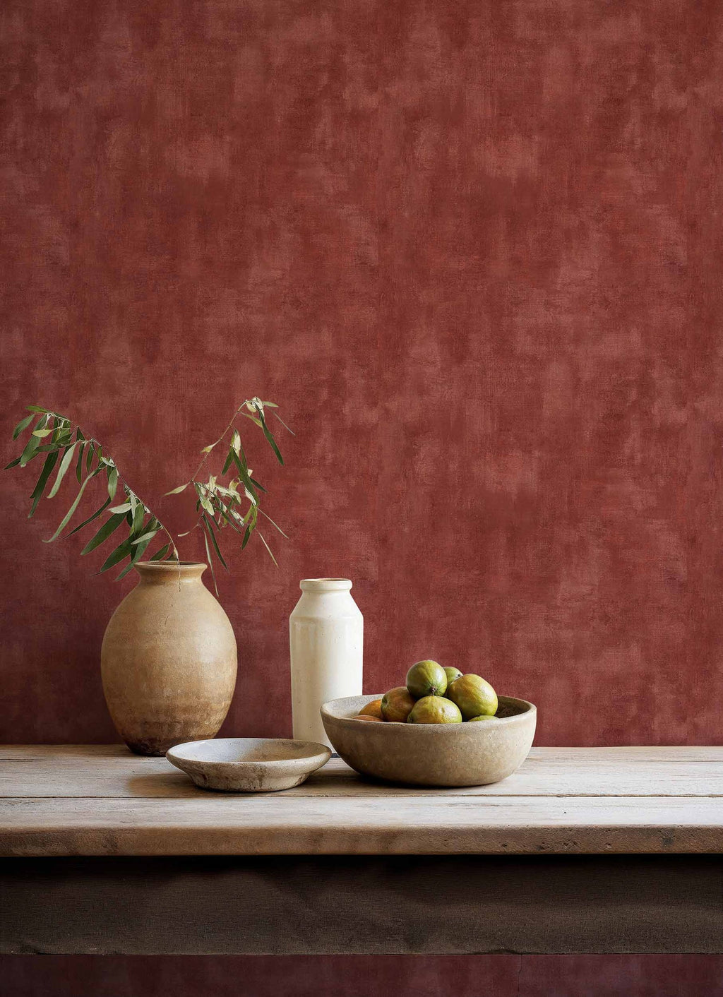 Fibras wallpaper by Coordonné in Red, styled room