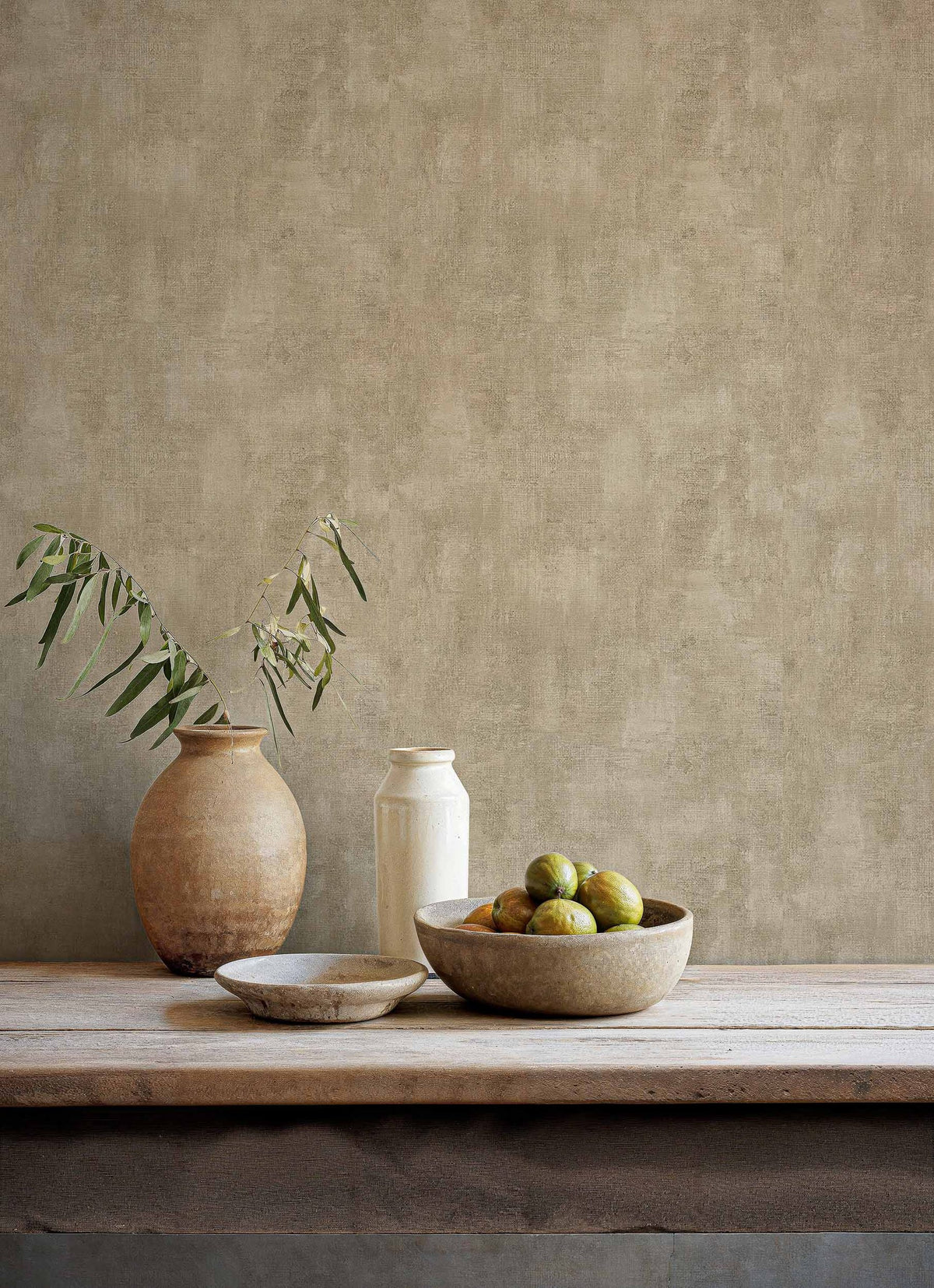 Fibras wallpaper by Coordonné in Cream, styled room