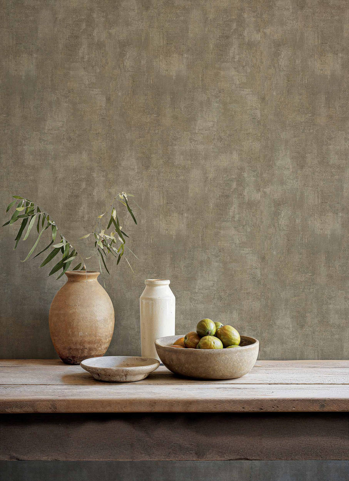 Fibras wallpaper by Coordonné in Grey, styled room