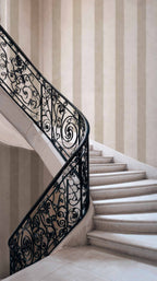 Florentine Stripe wallpaper by Coordonné in Beige, styled room