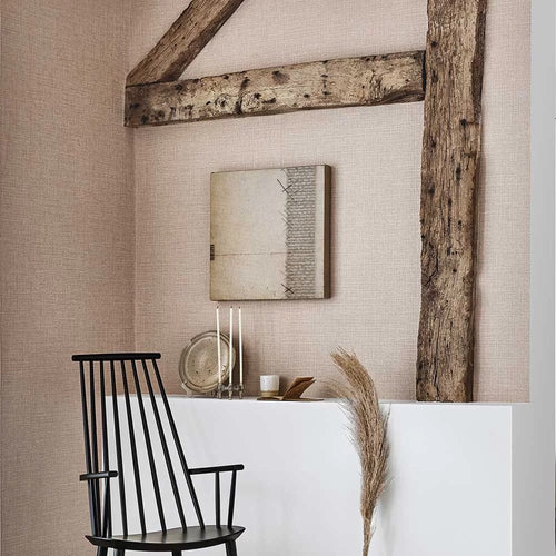 Inez wallpaper by Romo in Pink, styled room shot