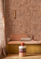 Intarsia wallpaper by Casamance in Orange – Sienna, styled room shot