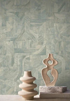 Intarsia wallpaper by Casamance in White – Opaline, styled room shot