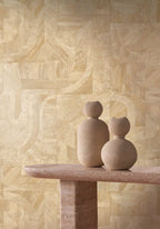 Intarsia wallpaper by Casamance in Yellow – Straw, styled room shot