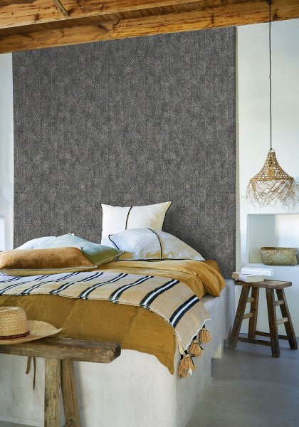 Isabelline wallpaper by Casamance in Black, styled room shot